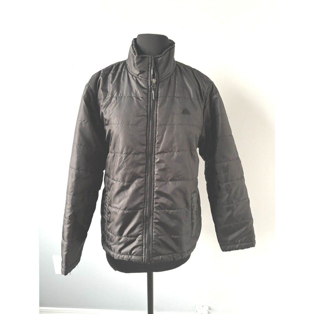 Snozu Performance Kids Black Puffer Jacket Full Zip Quilted Coat Size L 14/16